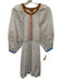 Staud Size S White & Multi Cotton Blend 3/4 Puff Sleeve Contrast Trim Mini Dress White & Multi / S