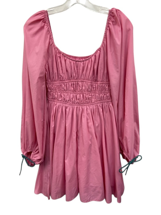 Staud Size XS Pink, Blue & Green Nylon & Cotton Long puff sleeve Cord Tie Dress Pink, Blue & Green / XS