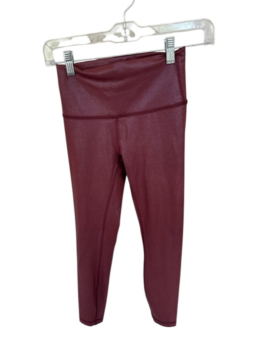 Lululemon Size 4 Burgundy Nylon Blend Metallic Front Pocket Athletic Leggings Burgundy / 4