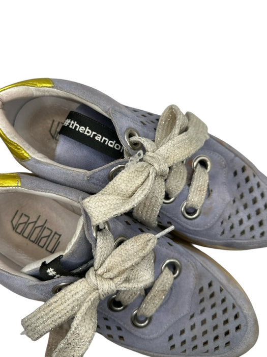 Vaddia Shoe Size 39 Blue Metallic Tie Gold Back Chunky Sneakers Blue / 39
