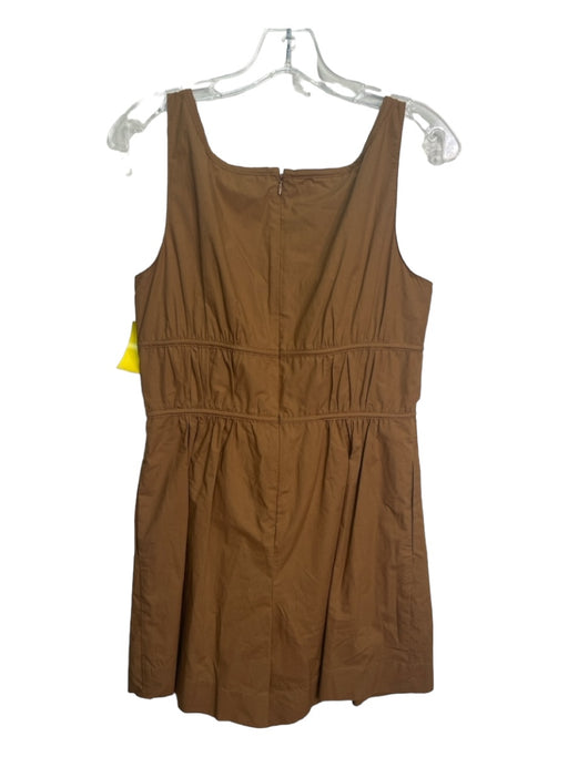 Rebecca Taylor Size 8 Brown Cotton Tank Bow Detail Back Zip Pockets Romper Brown / 8
