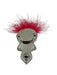 Fendi Silver & Red Silver Tone Metal Figure Magnetic Close Fuzzy Detail Brooch Silver & Red