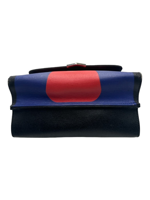 Fendi Blue Black Red Multi Saffiano Leather Shoulder & Handbag Face flap Bag Blue Black Red Multi / S
