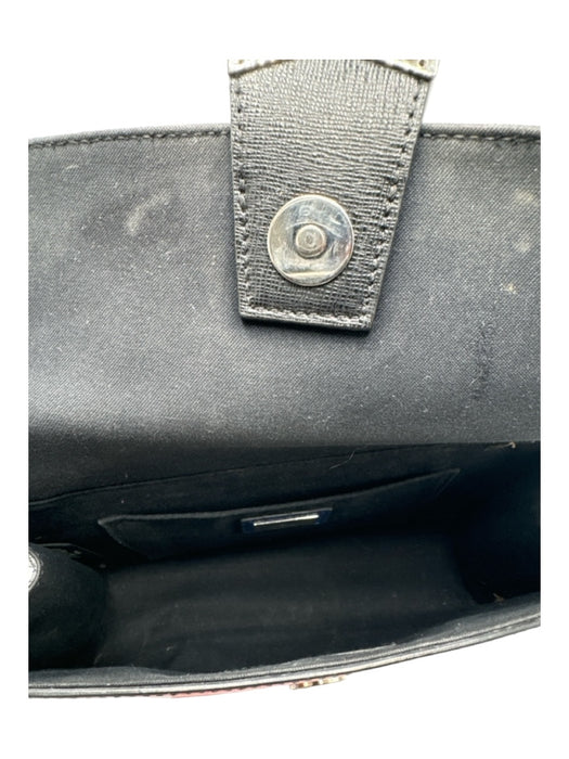 Fendi Blue Black Red Multi Saffiano Leather Shoulder & Handbag Face flap Bag Blue Black Red Multi / S