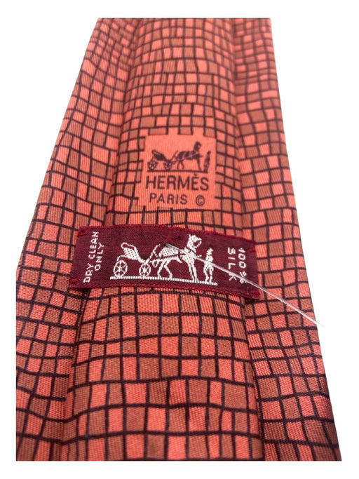 Hermes Red Silk Lines Men's Ties