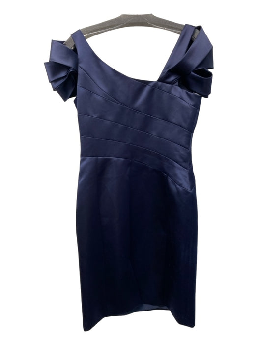 Armani Collezioni Size 6 Navy Polyester Off Shoulder Pleated Bodice Dress Navy / 6