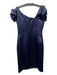 Armani Collezioni Size 6 Navy Polyester Off Shoulder Pleated Bodice Dress Navy / 6