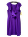 Oscar De La Renta Size 12 Purple Wool Blend Front Zip Button Detail Dress Purple / 12