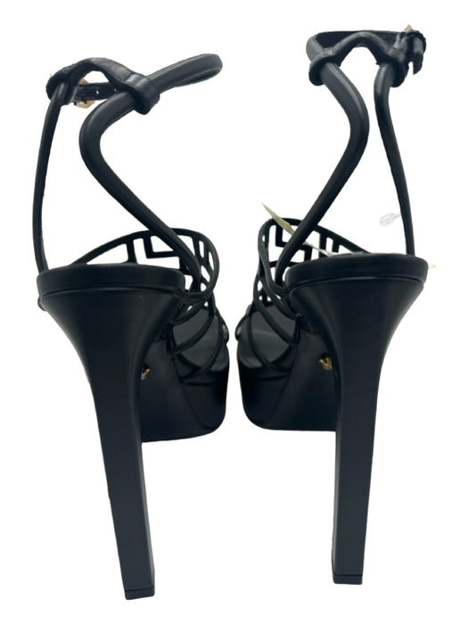 Versace Shoe Size 38.5 Black Leather Caged Platform Square Toe Pumps Black / 38.5