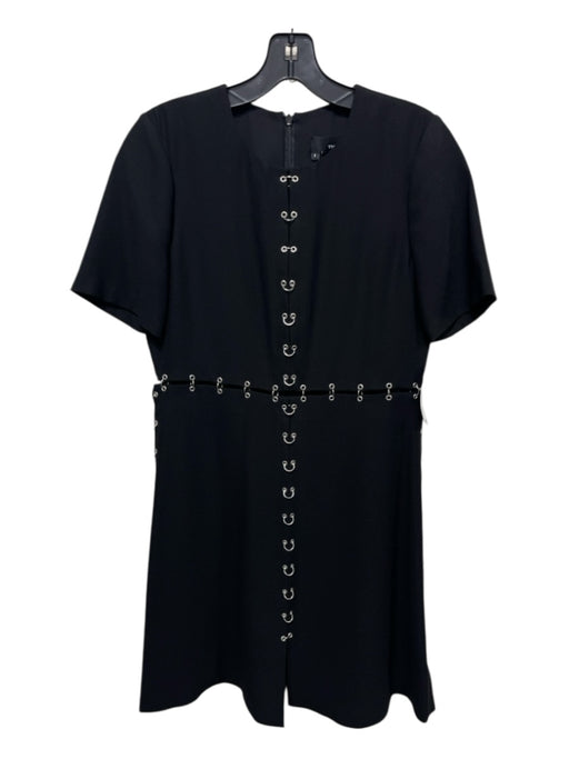 The Kooples Size S Black Polyester Silver Hardware Pierced Detail Back Zip Dress Black / S