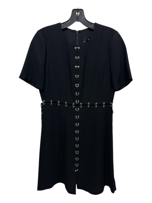 The Kooples Size S Black Polyester Silver Hardware Pierced Detail Back Zip Dress Black / S