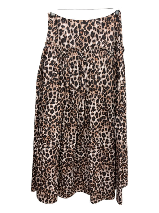 Mare Mare Size XS Black, Tan, White Cotton ruffles Leopard Print Maxi Skirt Black, Tan, White / XS