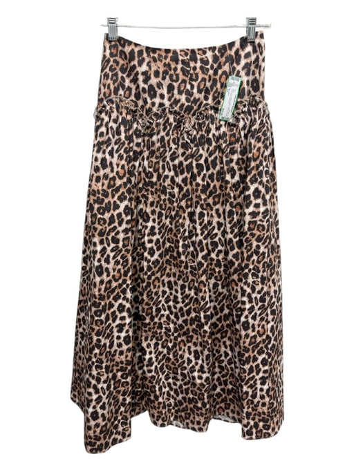 Mare Mare Size XS Black, Tan, White Cotton ruffles Leopard Print Maxi Skirt Black, Tan, White / XS