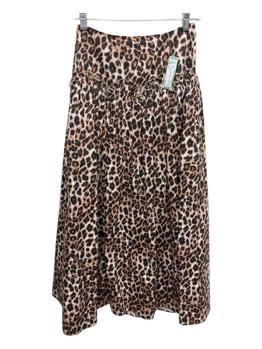 Mare Mare Size XS Black, Tan, White Cotton ruffles Leopard Print Maxi Skirt Black, Tan, White / XS