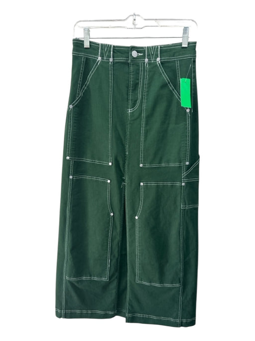 Pilcro Size 2 Dark Green Cotton Denim High Rise contrast stitch Cargo Skirt Dark Green / 2