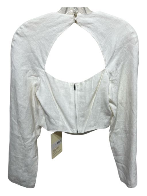 Mara Hoffman Size 2 White Hemp Long Sleeve Square Neck Cut Out Cropped Top White / 2