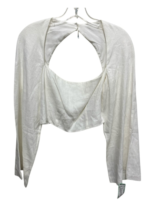Mara Hoffman Size 2 White Hemp Long Sleeve Square Neck Cut Out Cropped Top White / 2