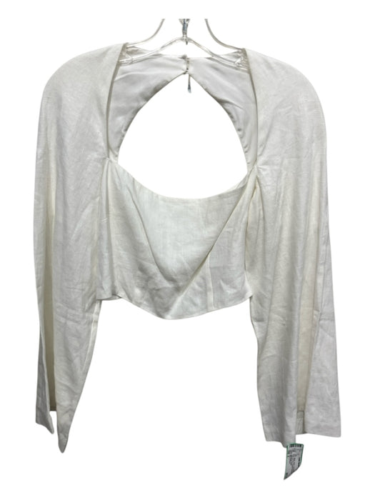 Mara Hoffman Size 2 White Hemp Long Sleeve Square Neck Cut Out Cropped Top White / 2