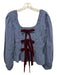 Damson Madder Size 8 Blue & Burgundy Cotton Gingham Bow Detail Long Sleeve Top Blue & Burgundy / 8