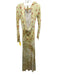 BHLDN Size XS Yellow, Green, Red Viscose Long Sleeve Floral Open Back Gown Yellow, Green, Red / XS