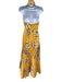 Hutch Size 2 Yellow & Brown Cotton Blend Sleeveless Floral Maxi Tiered Dress Yellow & Brown / 2