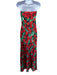 By Anthropologie Size 4 Red, Green, Black Viscose Blend Strapless Roses Dress Red, Green, Black / 4