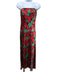 By Anthropologie Size 4 Red, Green, Black Viscose Blend Strapless Roses Dress Red, Green, Black / 4