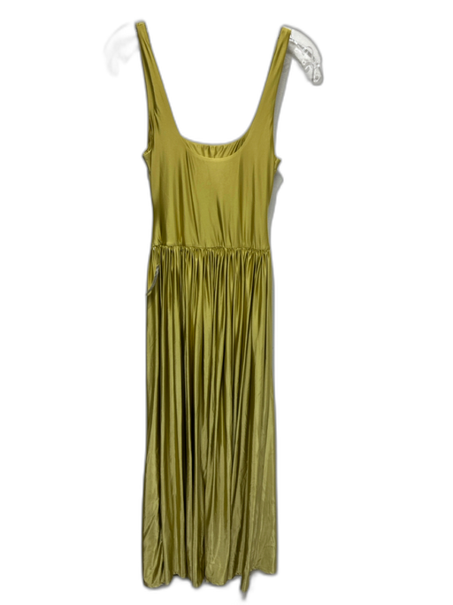 Delfi Collective Size Small Chartreuse Green Sleeveless Gathered Satin Dress Chartreuse Green / Small