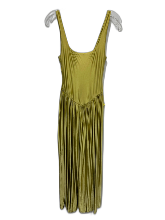 Delfi Collective Size Small Chartreuse Green Sleeveless Gathered Satin Dress Chartreuse Green / Small