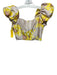 Boskemper Size Small Beige, Yellow, Orange Polyester Short Puff Sleeve Top Beige, Yellow, Orange / Small