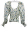 Faithful The Brand Size 4 Blue, Green, Yellow Linen Long puff sleeve Floral Top Blue, Green, Yellow / 4
