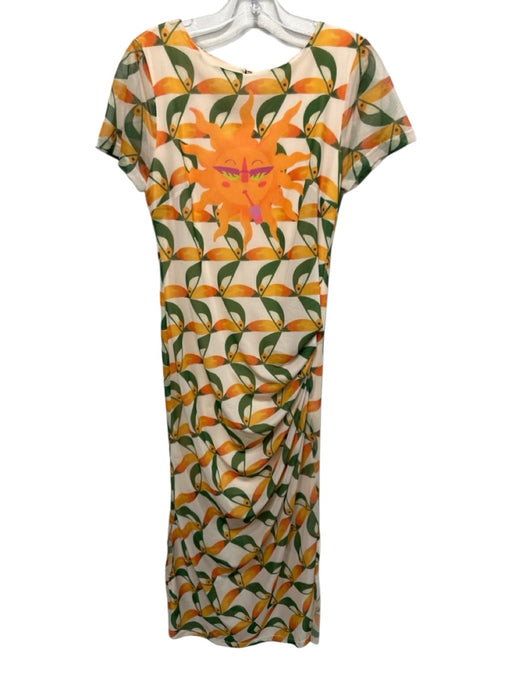 Farm for Anthropologie Size XS Orange, Green, Pink Short Sleeve Tucans Dress Orange, Green, Pink / XS