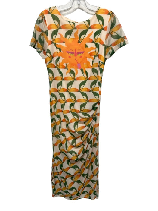 Farm for Anthropologie Size XS Orange, Green, Pink Short Sleeve Tucans Dress Orange, Green, Pink / XS
