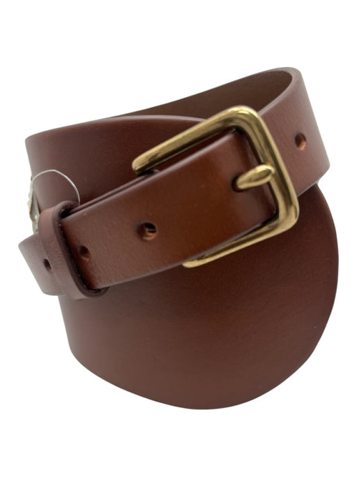 Anthropologie Brown Leather Buckle Wide Belts Brown / Small