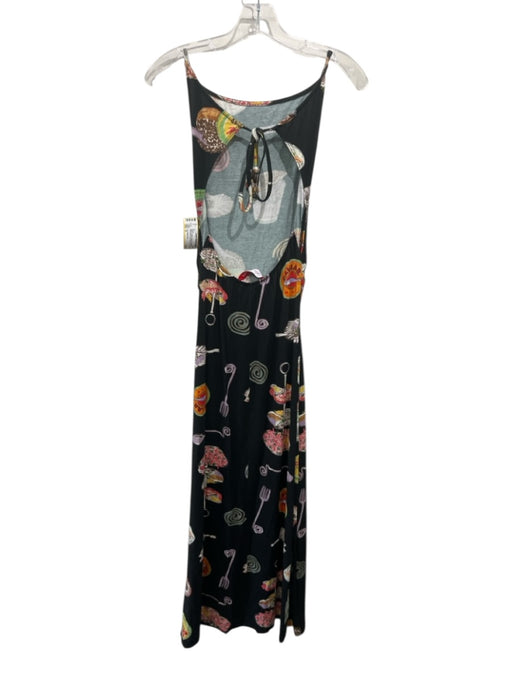 Lisa Says Gah Size S Black & Multi Rayon & Spandex Sleeveless Boat Neck Dress Black & Multi / S