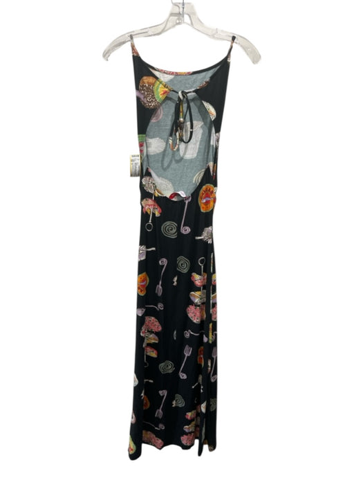Lisa Says Gah Size S Black & Multi Rayon & Spandex Sleeveless Boat Neck Dress Black & Multi / S