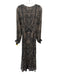 Kachel x Anthropologie Size XS navy blue & tan Silk Blend Metallic Thread Dress navy blue & tan / XS