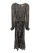 Kachel x Anthropologie Size XS navy blue & tan Silk Blend Metallic Thread Dress navy blue & tan / XS