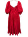 Atsu Size XS Red Cotton Short Puff Sleeve Sweetheart Tiered Ruffle Dress Red / XS