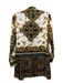 Zara Size XS White, Black & Yellow Polyester Long Sleeve Ornate Button Up Dress White, Black & Yellow / XS