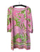 Lily Pulitzer Size M White Green & Pink Rayon Blend Boat Neck 3/4 Sleeve Dress White Green & Pink / M