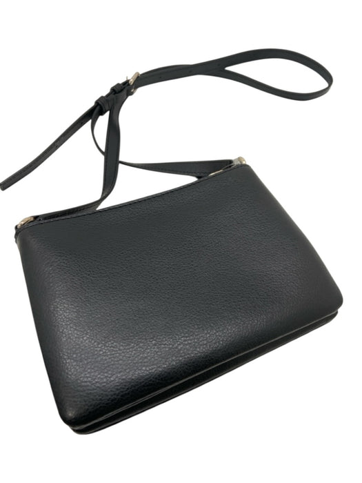 Kate Spade Black Leather Flap Logo Zip Crossbody Bag Black / Mini