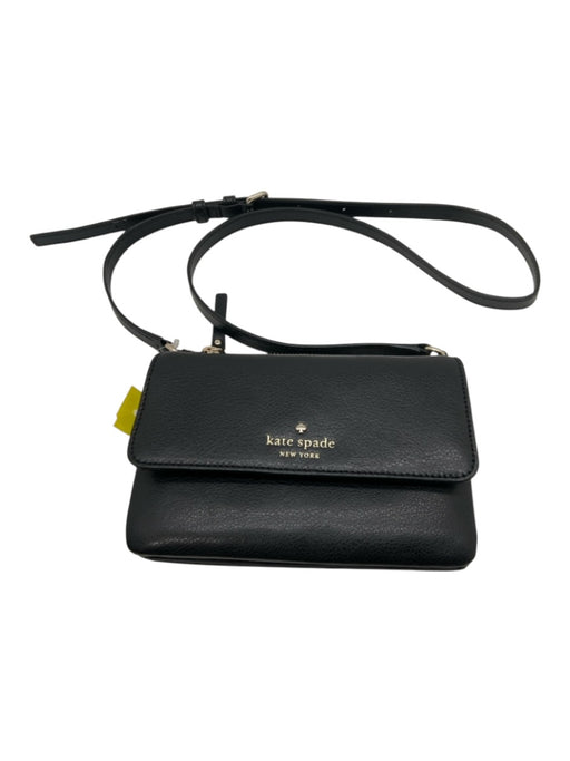 Kate Spade Black Leather Flap Logo Zip Crossbody Bag Black / Mini