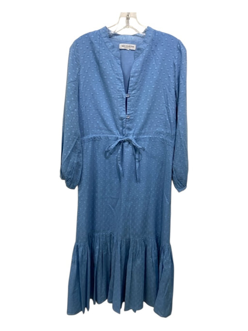India Collection Emerson Fry Size M Light Blue Cotton Clipped Dots Maxi Dress Light Blue / M