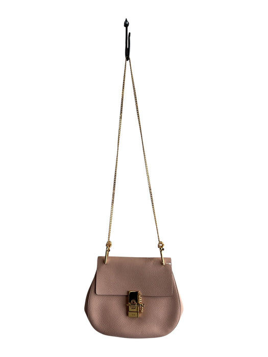 Chloe Powder Pink Leather Gold hardware Chain Strap Lock Clasp Bag Powder Pink