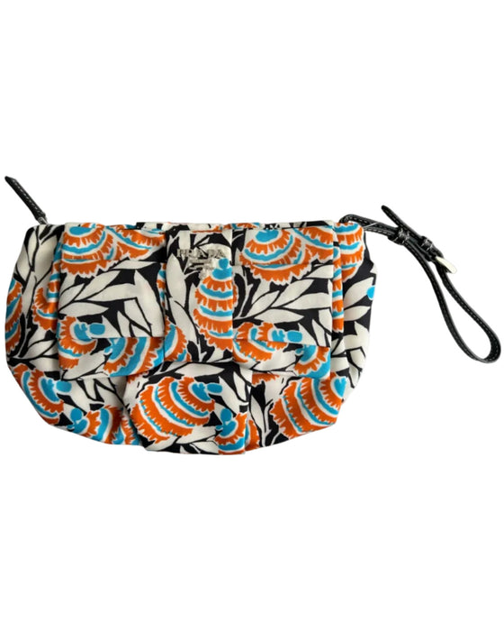Prada Cream Black Blue & Orange Fabric Bow detail Wrist Strap Tropical Print Bag Cream Black Blue & Orange / S