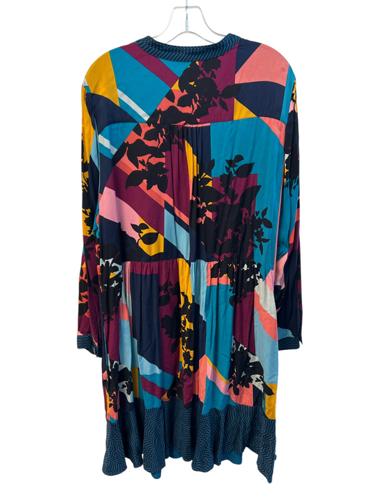 Maeve Size 2XL Blue & Multi Viscose V Neck Long Sleeve Floral Abstract Dress Blue & Multi / 2XL