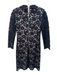 Ted Baker Size 0 Black Cotton Blend Lace Overlay Long Sleeve Collared Dress Black / 0