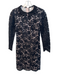 Ted Baker Size 0 Black Cotton Blend Lace Overlay Long Sleeve Collared Dress Black / 0