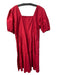 Maude Vivante Size XL Red Cotton Square Neck Half Balloon Sleeve Tiered Dress Red / XL